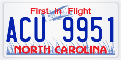 NC license plate ACU9951