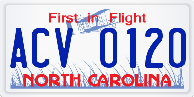 NC license plate ACV0120