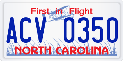 NC license plate ACV0350