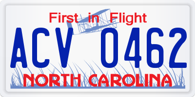 NC license plate ACV0462