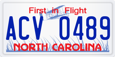 NC license plate ACV0489