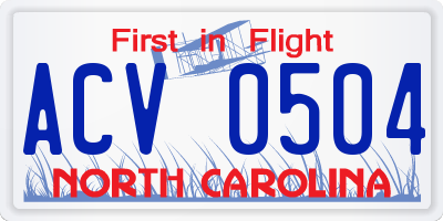 NC license plate ACV0504