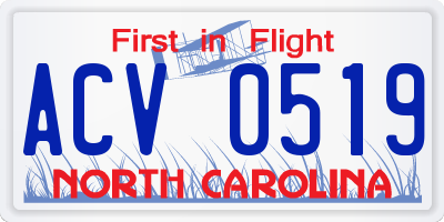 NC license plate ACV0519