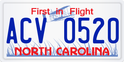 NC license plate ACV0520