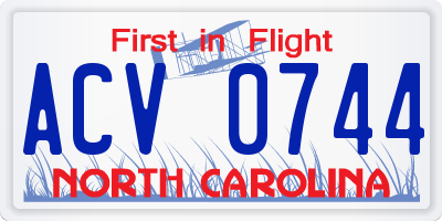 NC license plate ACV0744