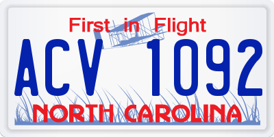 NC license plate ACV1092
