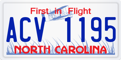 NC license plate ACV1195