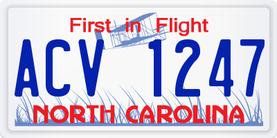 NC license plate ACV1247