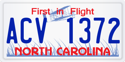 NC license plate ACV1372