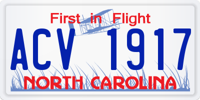 NC license plate ACV1917