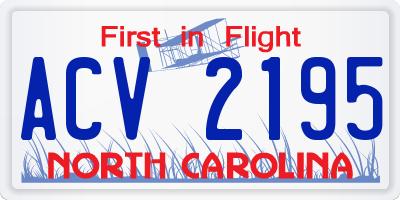 NC license plate ACV2195