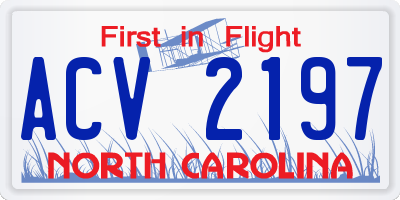 NC license plate ACV2197