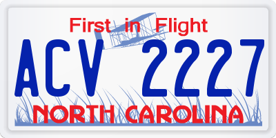 NC license plate ACV2227