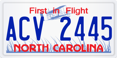 NC license plate ACV2445