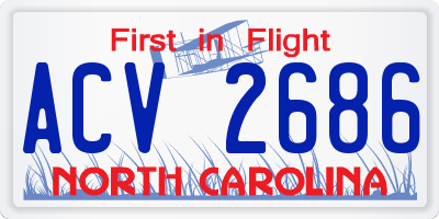 NC license plate ACV2686