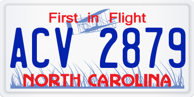 NC license plate ACV2879