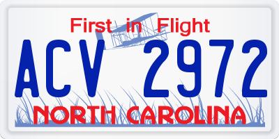 NC license plate ACV2972