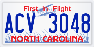 NC license plate ACV3048