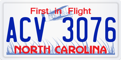 NC license plate ACV3076