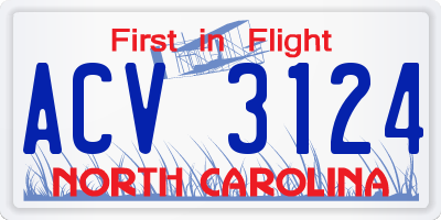 NC license plate ACV3124