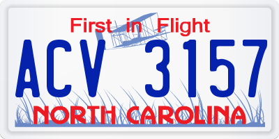 NC license plate ACV3157