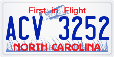 NC license plate ACV3252