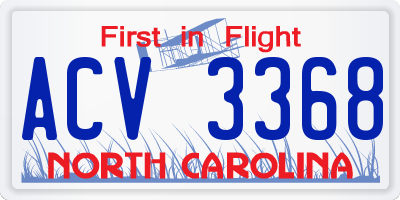 NC license plate ACV3368