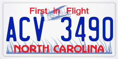 NC license plate ACV3490