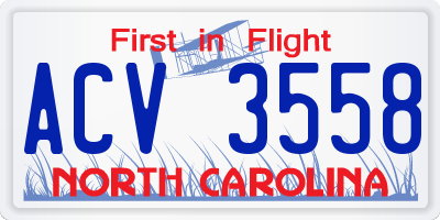NC license plate ACV3558