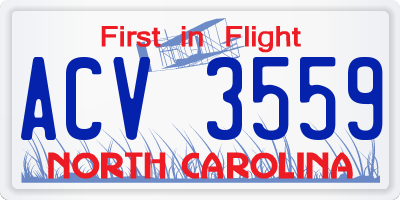 NC license plate ACV3559