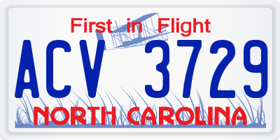 NC license plate ACV3729