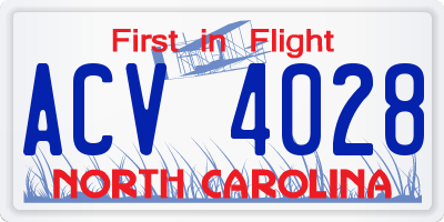 NC license plate ACV4028