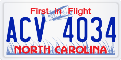 NC license plate ACV4034