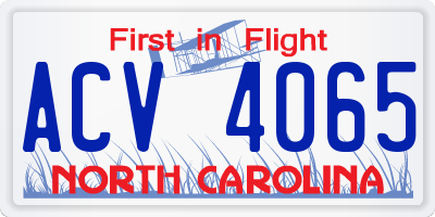 NC license plate ACV4065
