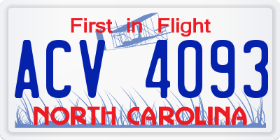 NC license plate ACV4093
