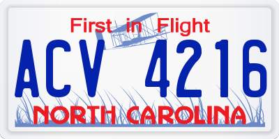 NC license plate ACV4216