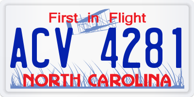 NC license plate ACV4281