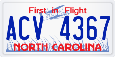 NC license plate ACV4367