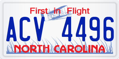 NC license plate ACV4496