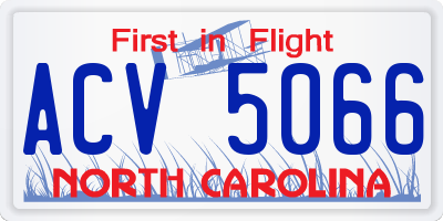 NC license plate ACV5066