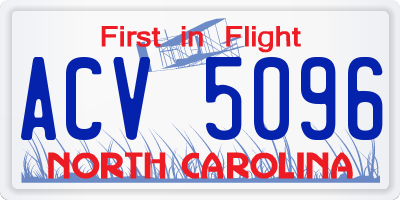 NC license plate ACV5096
