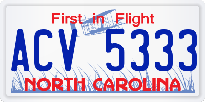 NC license plate ACV5333