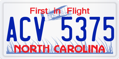 NC license plate ACV5375