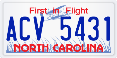 NC license plate ACV5431