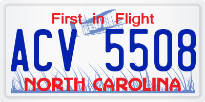 NC license plate ACV5508