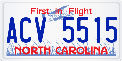 NC license plate ACV5515