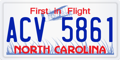 NC license plate ACV5861