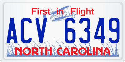 NC license plate ACV6349