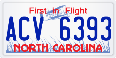 NC license plate ACV6393