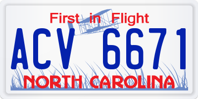 NC license plate ACV6671